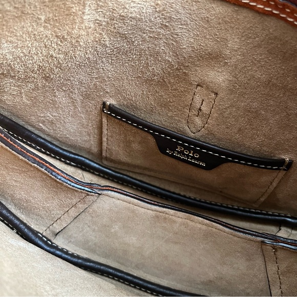 Like New - Ralph Lauren Suede Polo ID Mini Bag in Rust + Chocolate - Picture 6 of 9